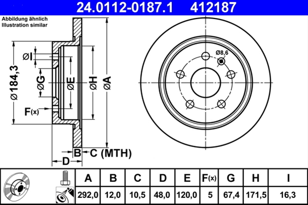 Disc frana ATE 24.0112-0187.1 [1]