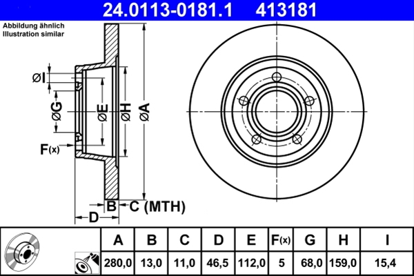 Disc frana ATE 24.0113-0181.1 [1]