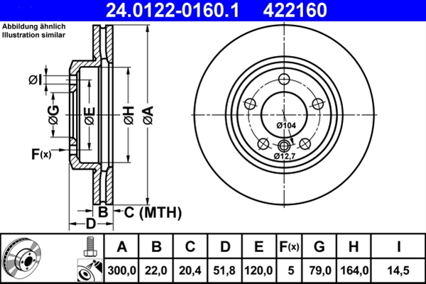 Disc frana ATE 24.0122-0160.1 [1]