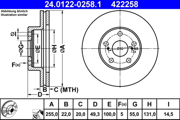 Disc frana ATE 24.0122-0258.1 [1]