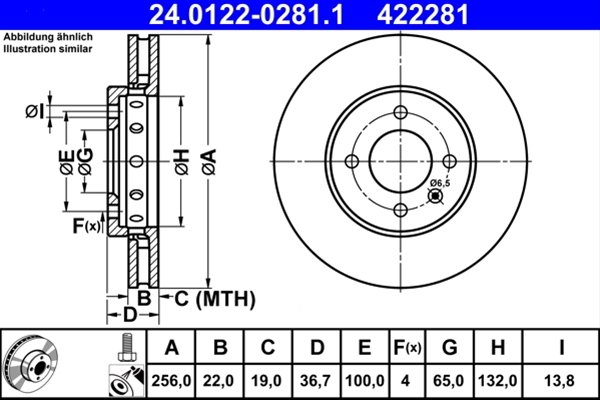 Disc frana ATE 24.0122-0281.1 [1]