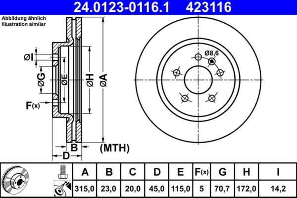 Disc frana ATE 24.0123-0116.1 [1]