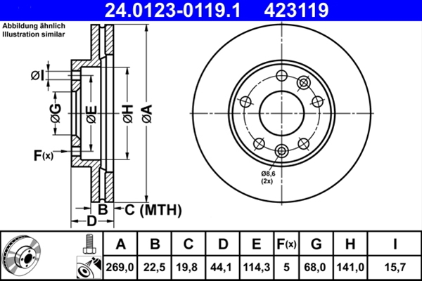 Disc frana ATE 24.0123-0119.1 [1]