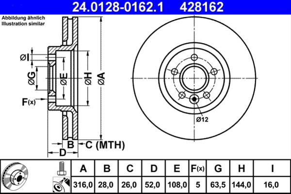 Disc frana ATE 24.0128-0162.1 [1]