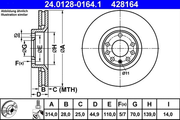 Disc frana ATE 24.0128-0164.1 [1]