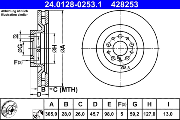 Disc frana ATE 24.0128-0253.1 [1]