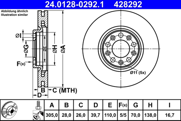 Disc frana ATE 24.0128-0292.1 [1]
