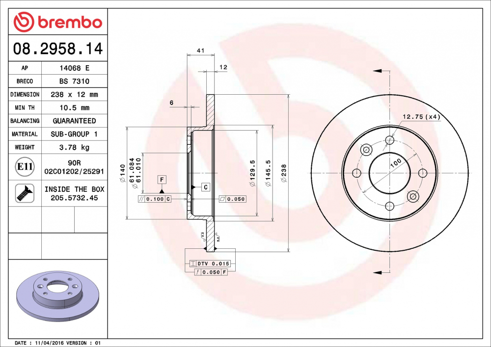 Placute frana BREMBO 08.2958.14 [2]