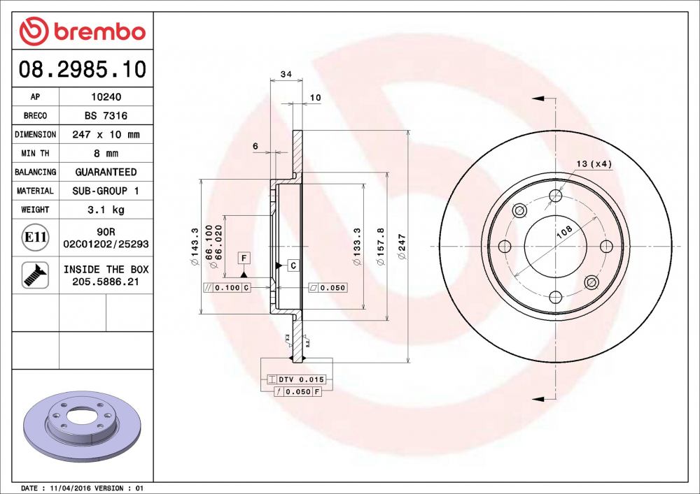 Placute frana BREMBO 08.2985.10 [2]