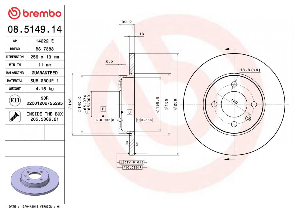 Disc frana BREMBO 08.5149.14 [2]