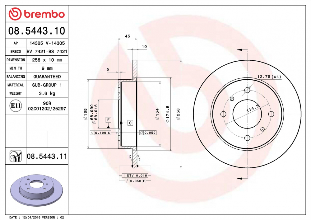 Placute frana BREMBO 08.5443.11 [2]