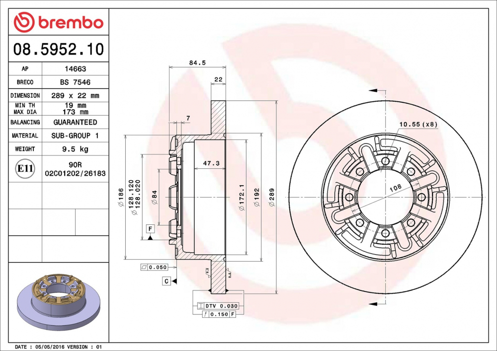 Placute frana BREMBO 08.5952.10 [2]