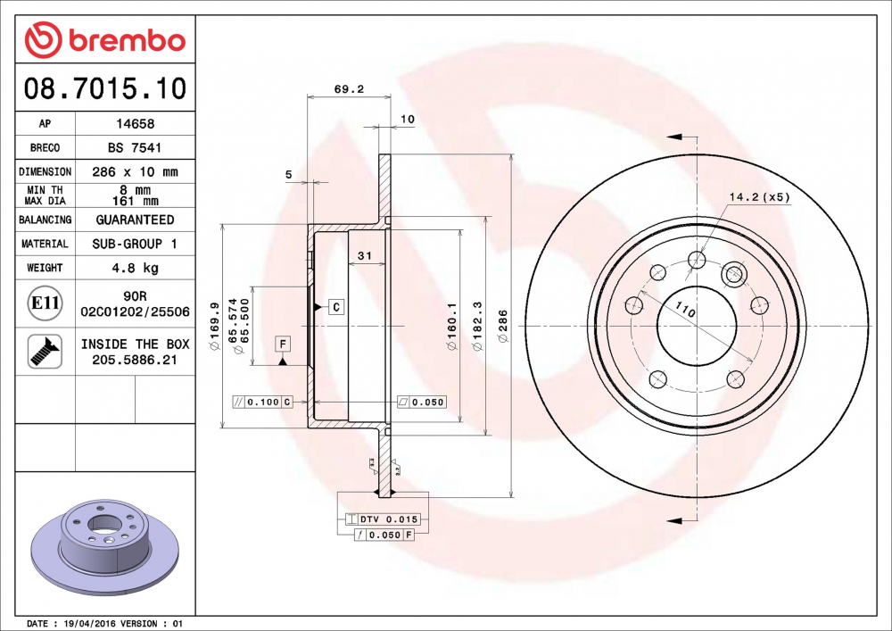 Disc frana BREMBO 08.7015.10 [1]