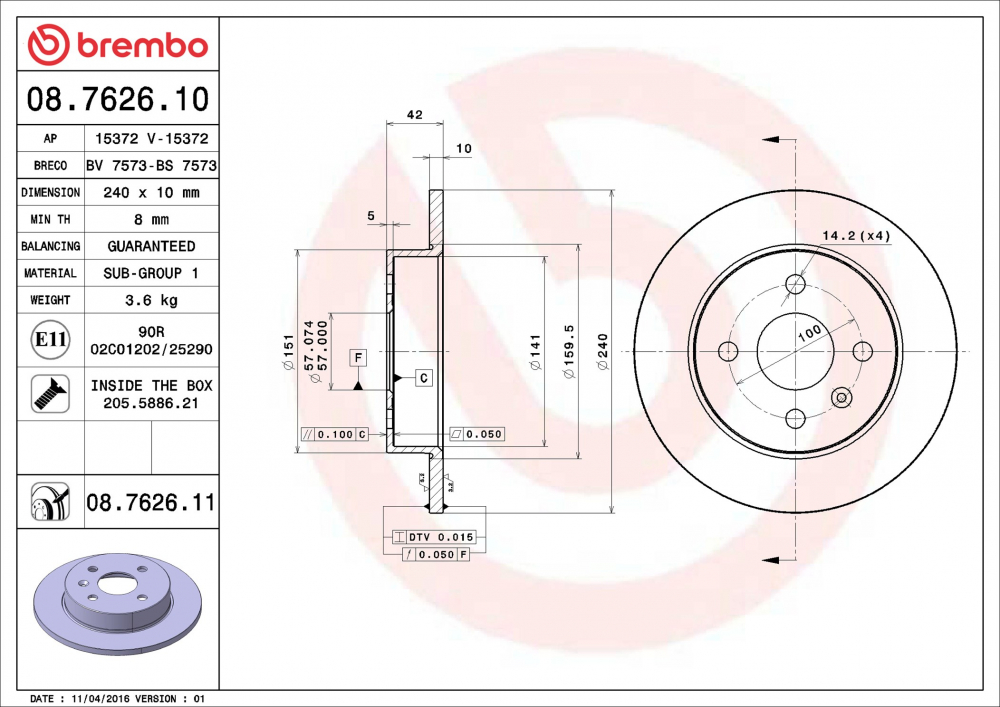 Placute frana BREMBO 08.7626.11 [1]