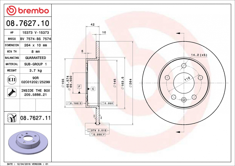 Disc frana BREMBO 08.7627.11 [2]