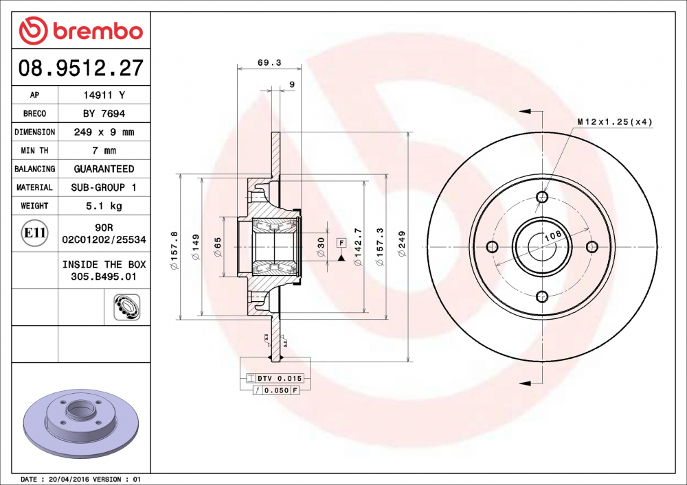 Placute frana BREMBO 08.9512.27 [1]