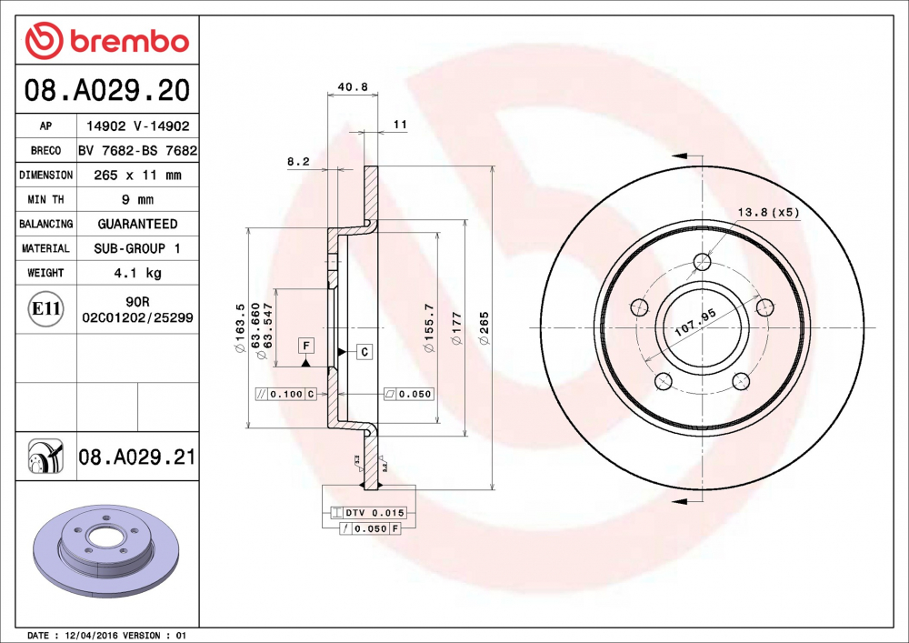 Placute frana BREMBO 08.A029.21 [2]