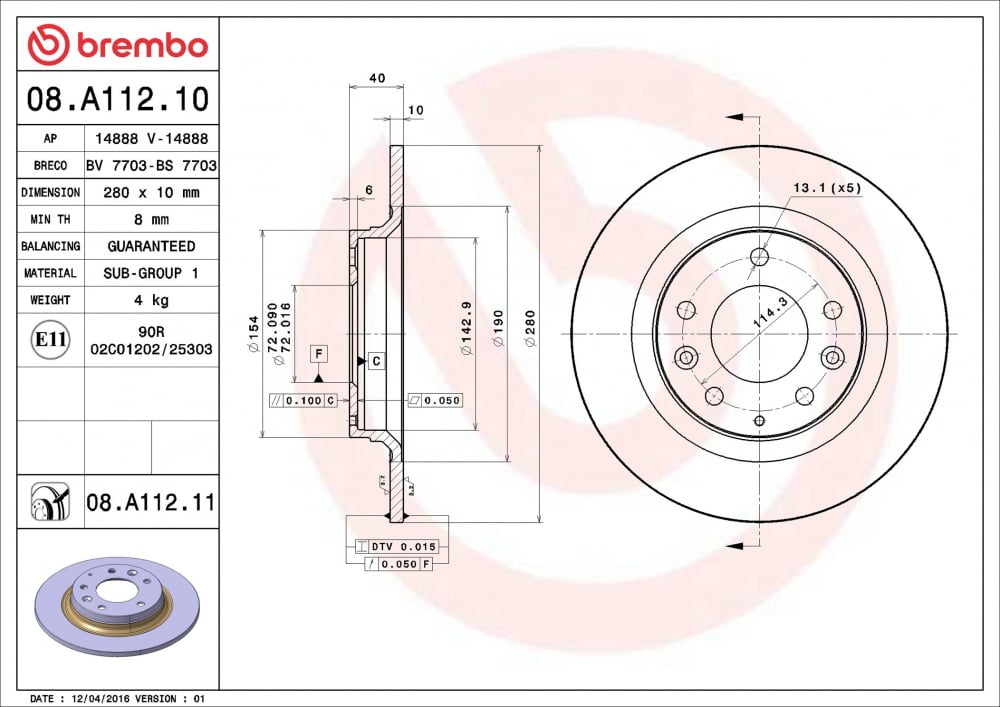 Disc frana BREMBO 08.A112.11 [2]
