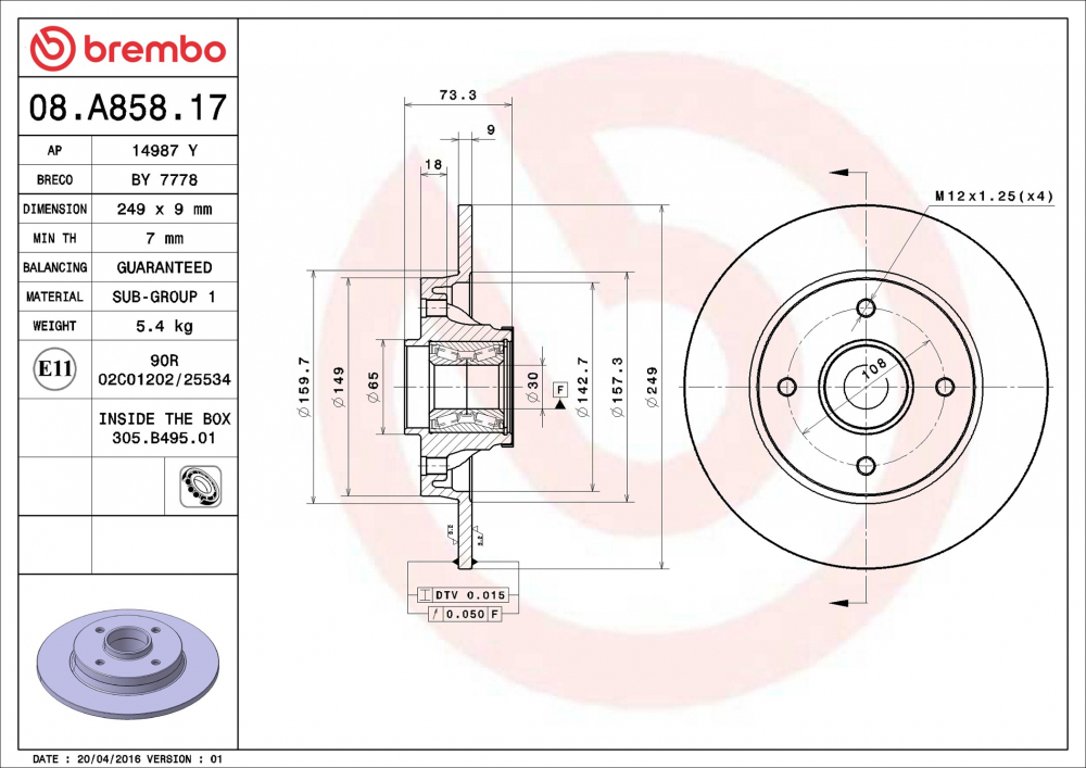 Placute frana BREMBO 08.A858.17 [2]