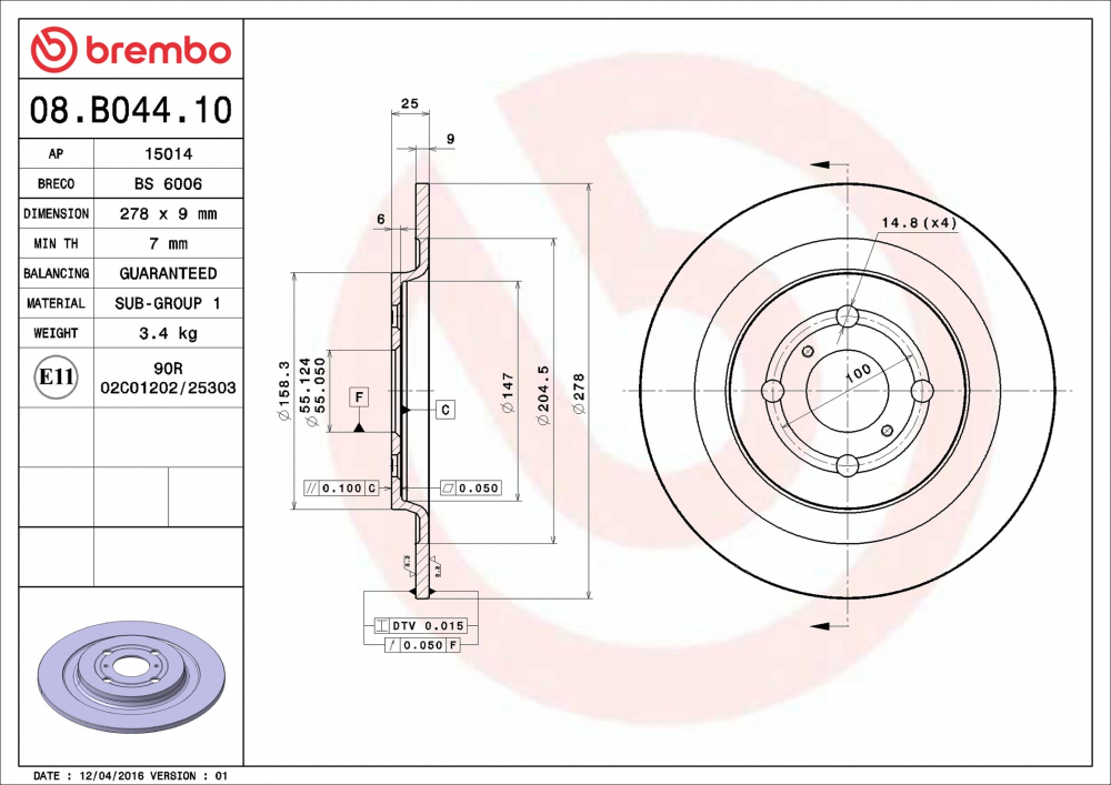 Placute frana BREMBO 08.B044.10 [1]