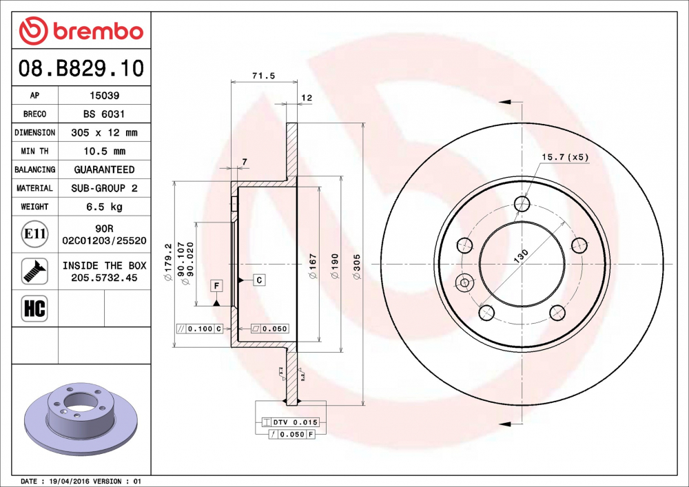 Disc frana BREMBO 08.B829.10 [2]