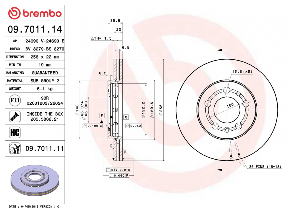 Placute frana BREMBO 09.7011.11 [2]