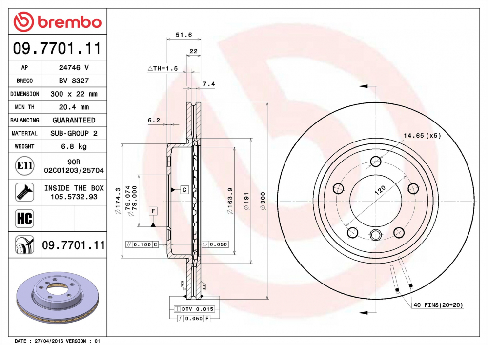 Placute frana BREMBO 09.7701.11 [2]
