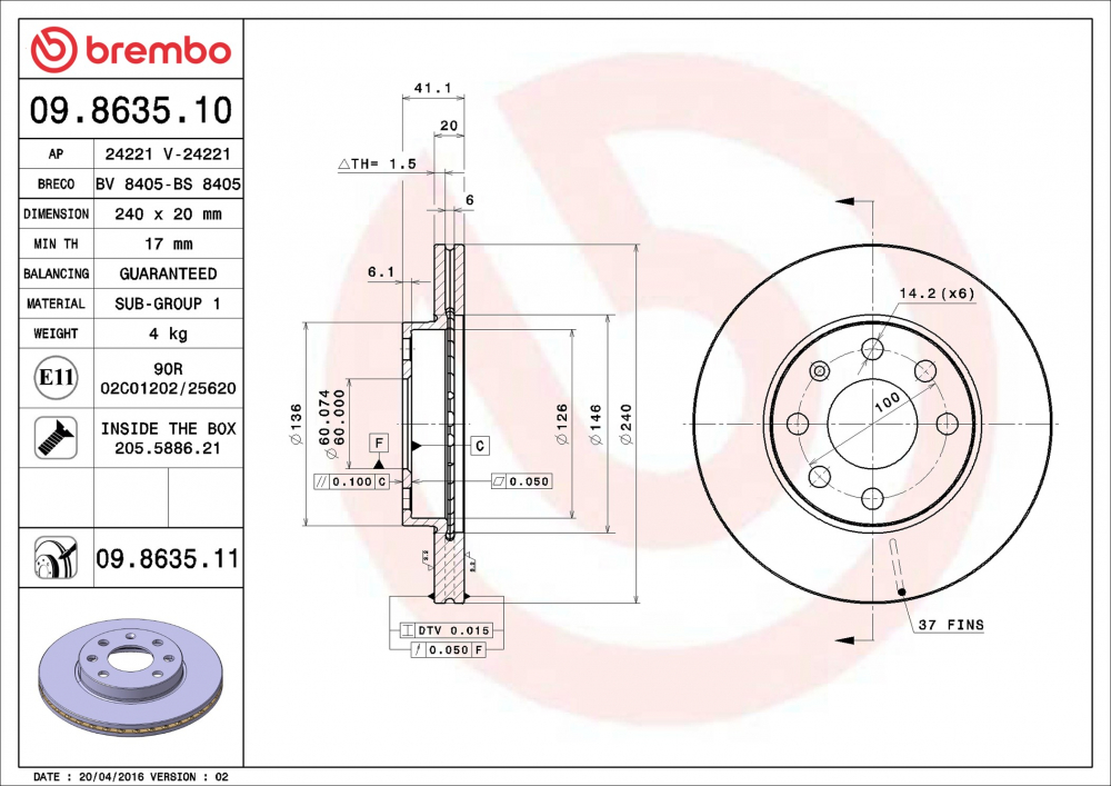 Placute frana BREMBO 09.8635.11 [1]
