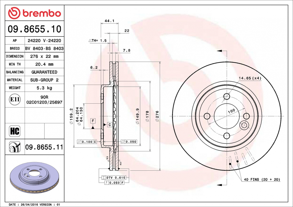 Placute frana BREMBO 09.8655.11 [2]