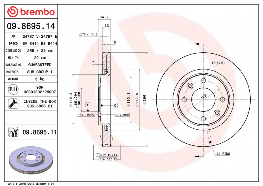 Placute frana BREMBO 09.8695.11 [1]