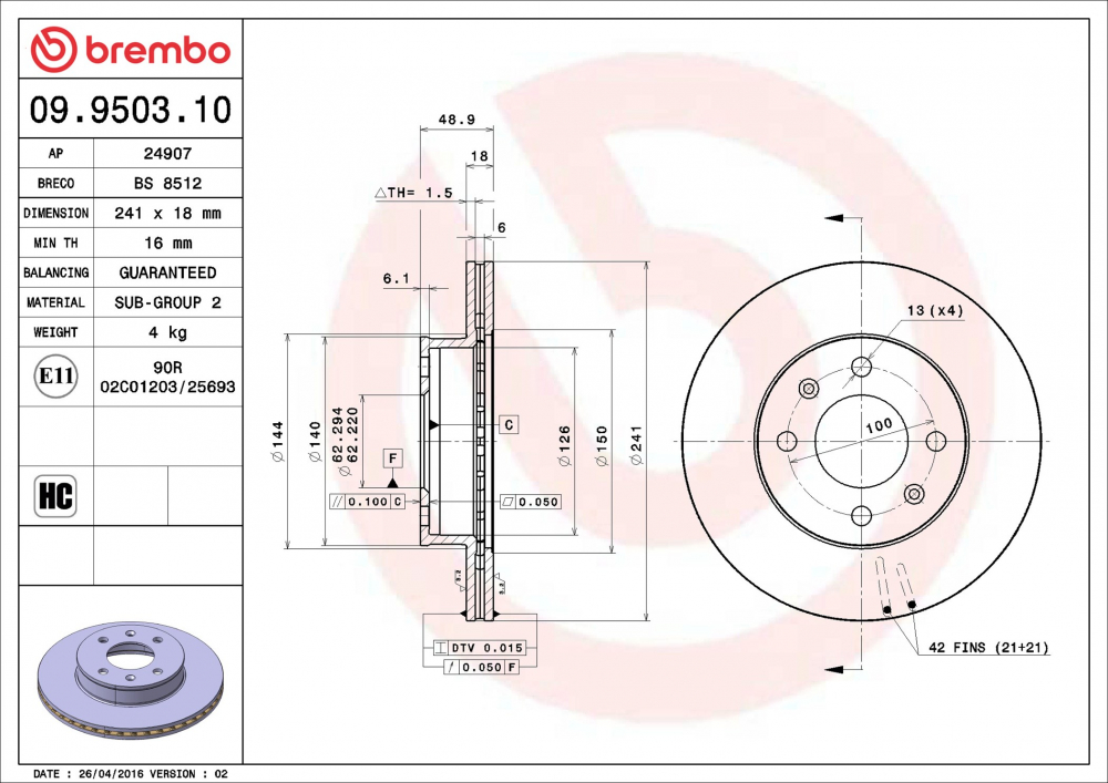 Placute frana BREMBO 09.9503.10 [2]