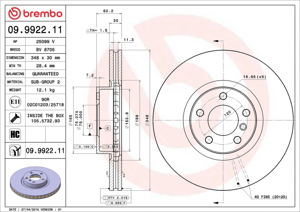 Placute frana BREMBO 09.9922.11 [1]