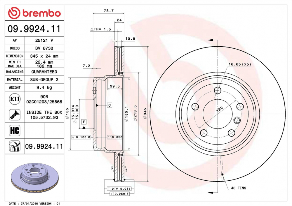 Placute frana BREMBO 09.9924.11 [2]