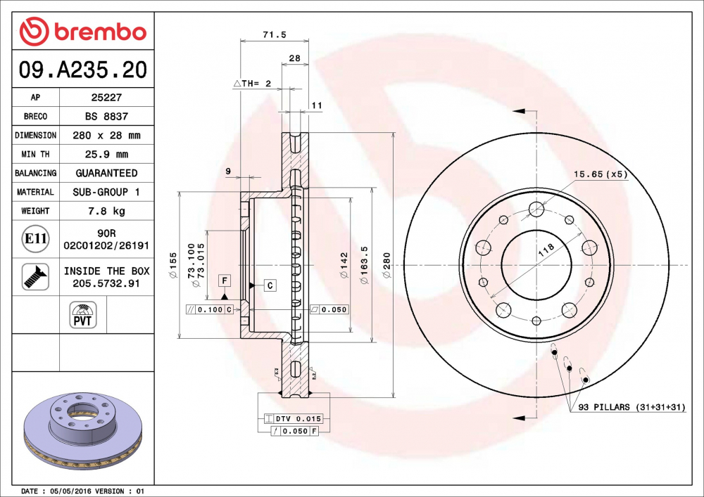 Placute frana BREMBO 09.A235.20 [2]