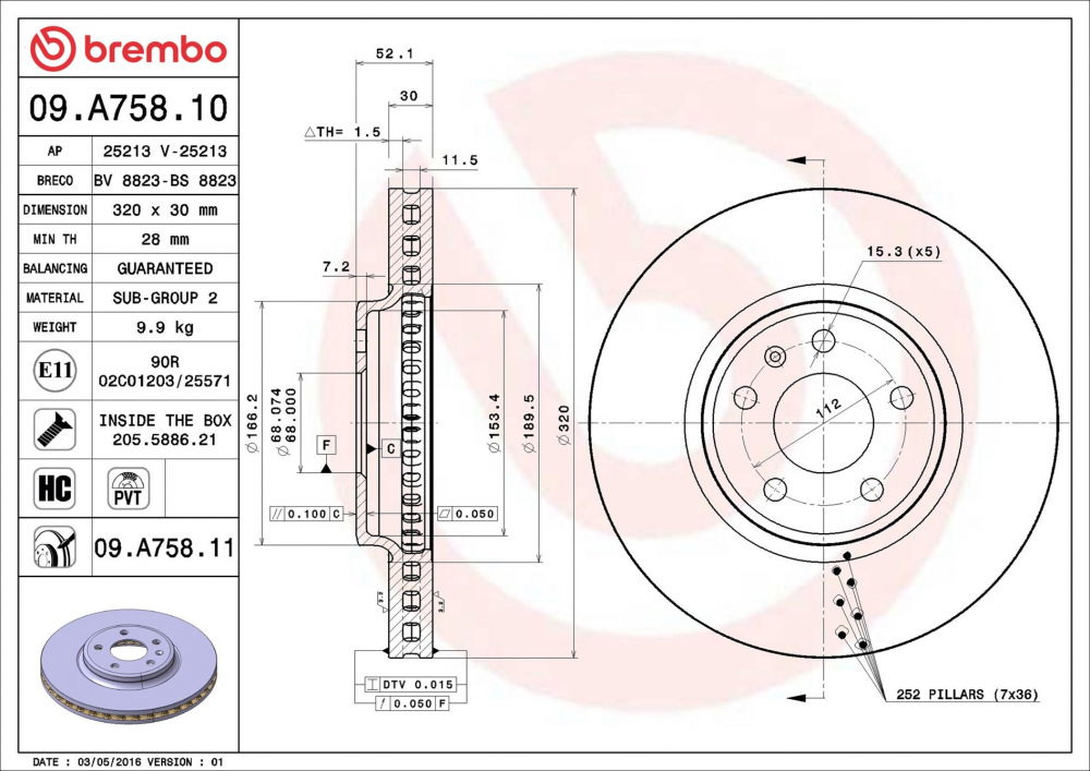 Disc frana BREMBO 09.A758.11 [2]