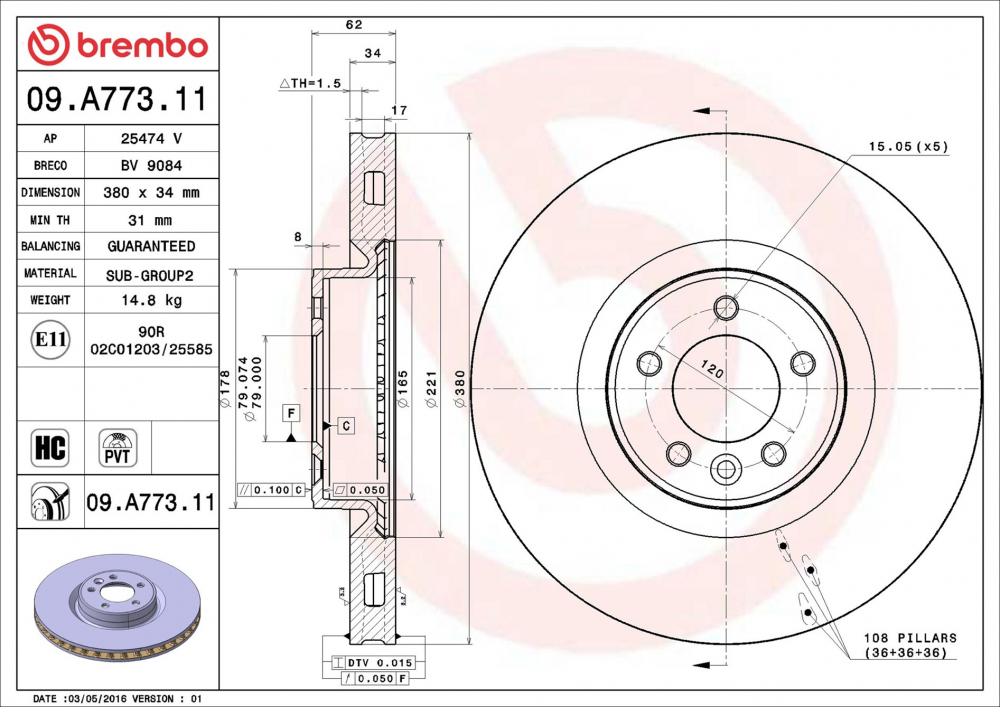 Disc frana BREMBO 09.A773.11 [1]