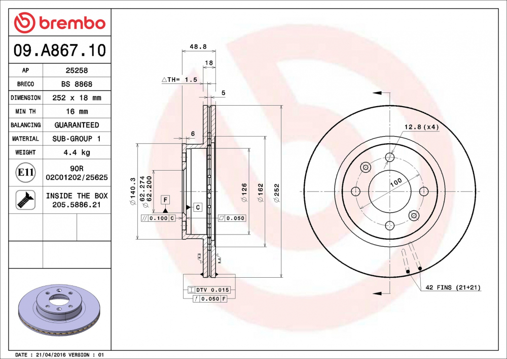 Placute frana BREMBO 09.A867.10 [1]