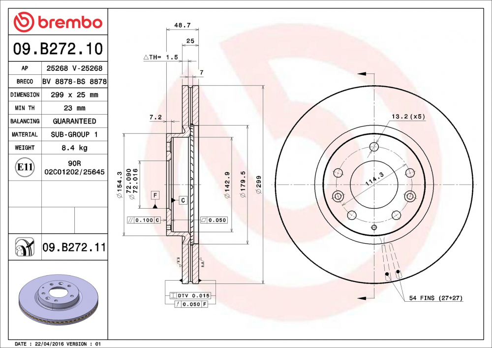 Disc frana BREMBO 09.B272.10 [2]