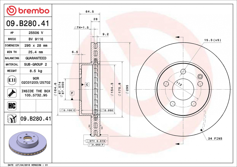 Placute frana BREMBO 09.B280.41 [2]