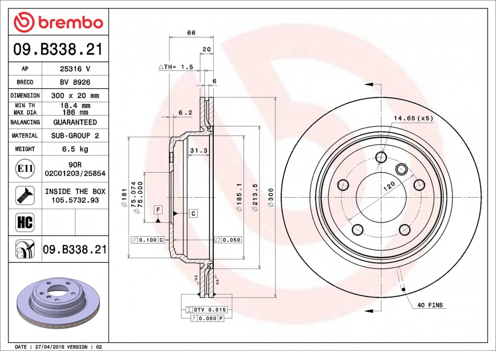 Placute frana BREMBO 09.B338.21 [1]