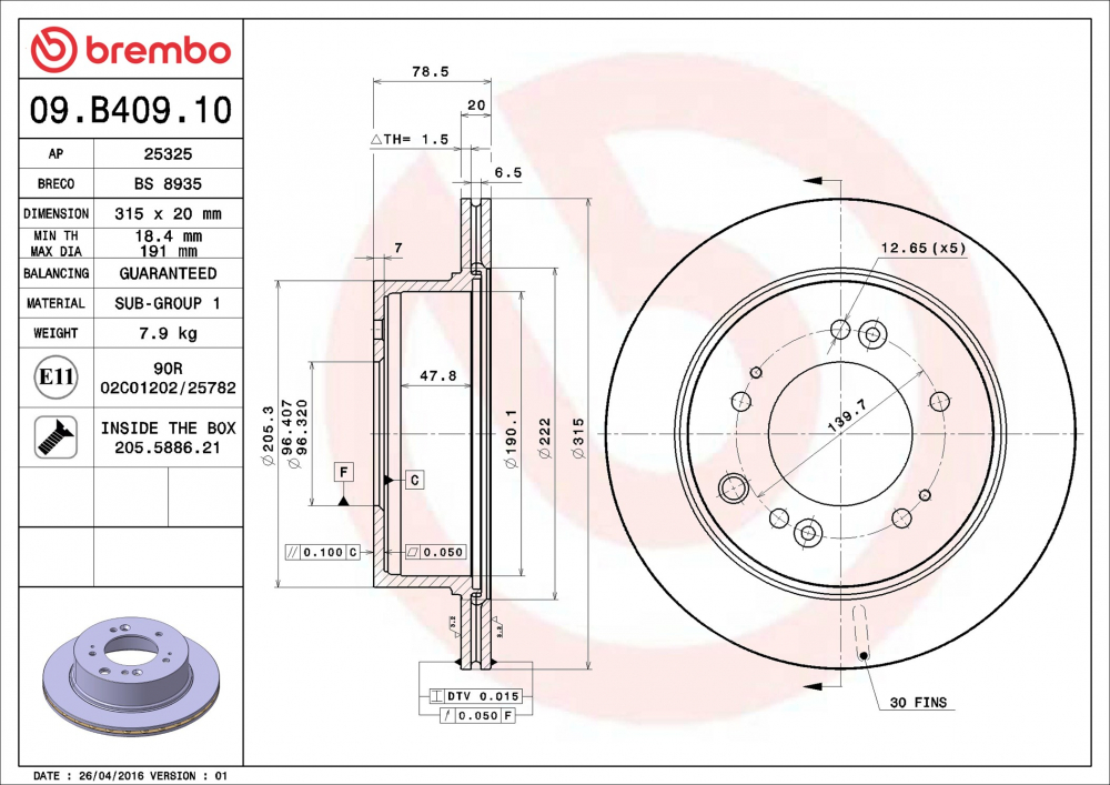Disc frana BREMBO 09.B409.10 [2]
