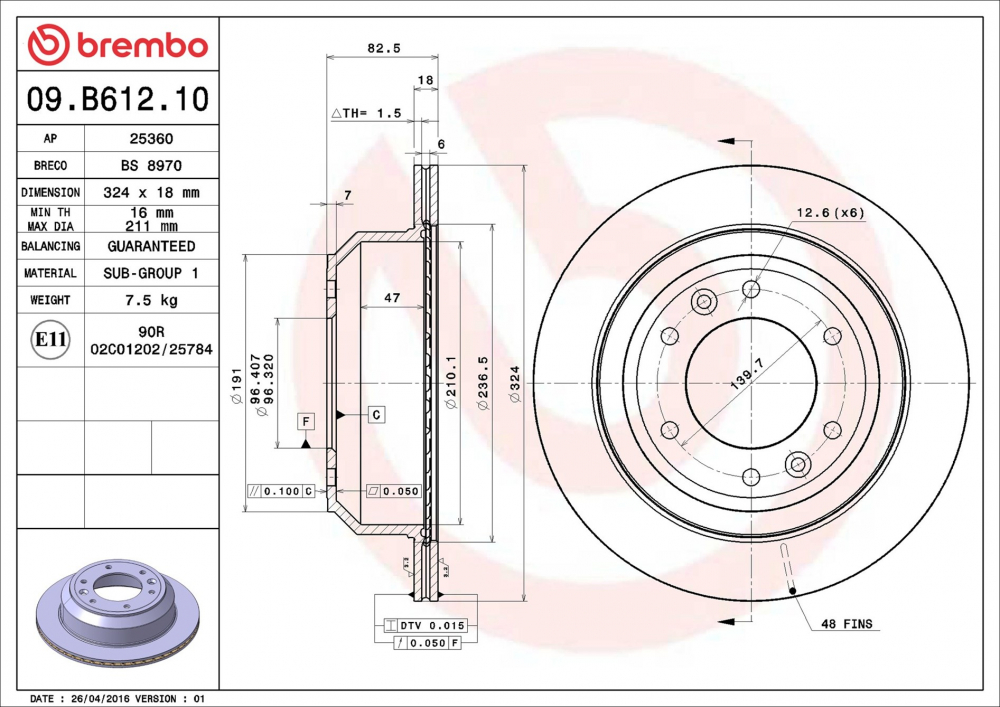 Placute frana BREMBO 09.B612.10 [2]
