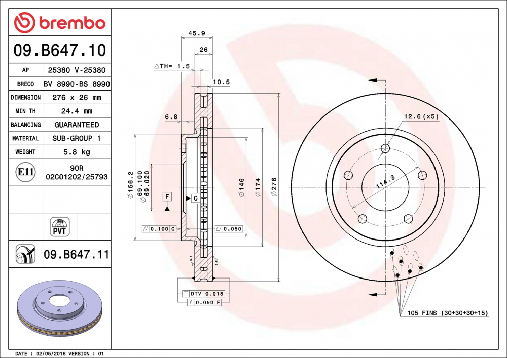 Placute frana BREMBO 09.B647.11 [1]