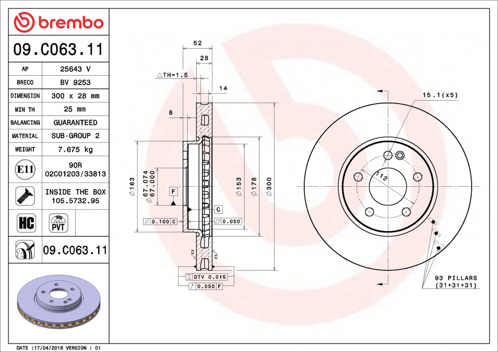 Placute frana BREMBO 09.C063.11 [1]