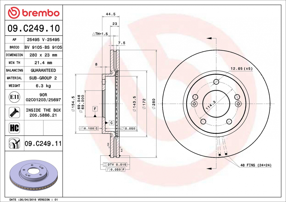 Disc frana BREMBO 09.C249.11 [2]