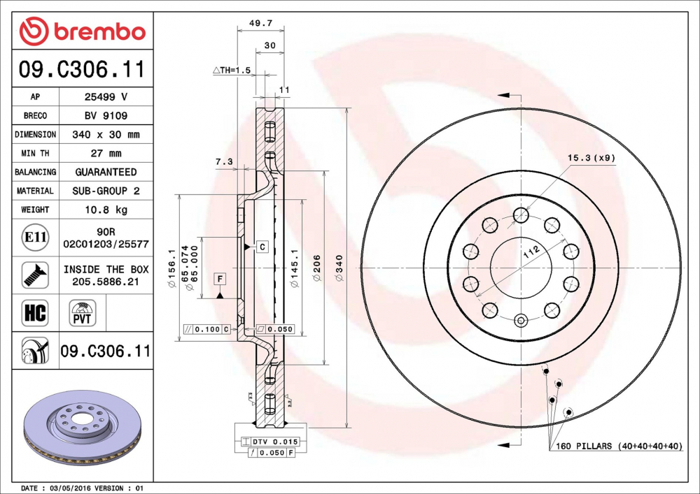 Placute frana BREMBO 09.C306.11 [2]