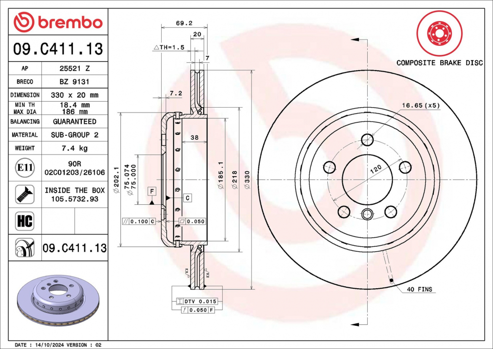 Placute frana BREMBO 09.C411.13 [2]