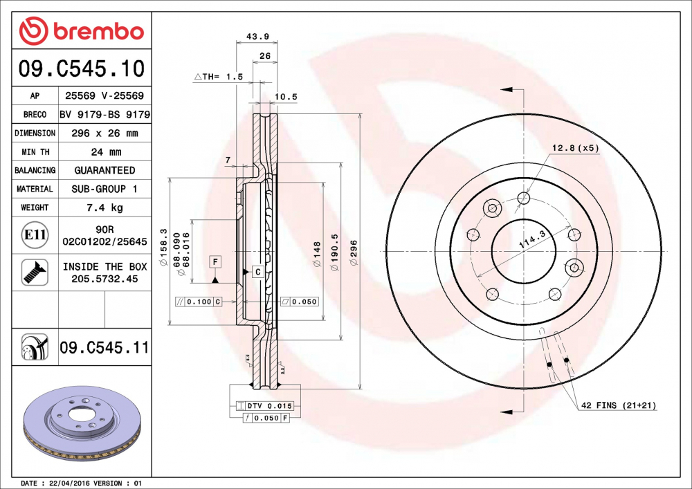Placute frana BREMBO 09.C545.11 [2]
