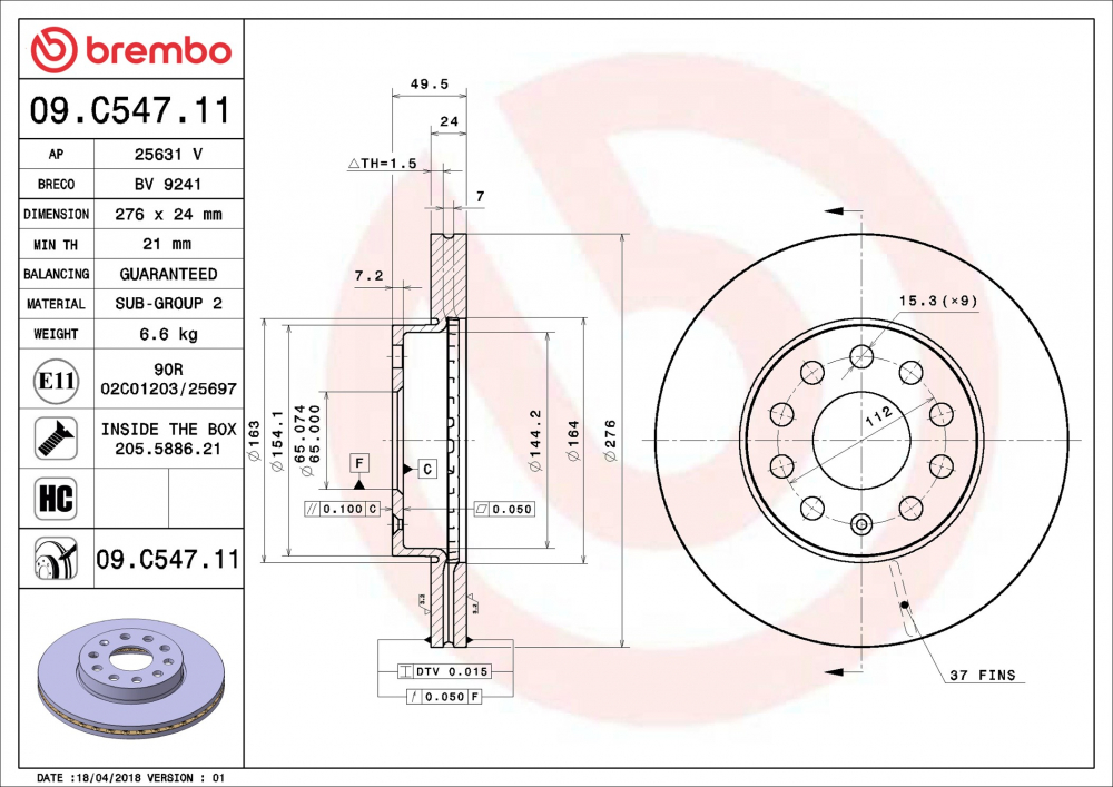 Placute frana BREMBO 09.C547.11 [1]