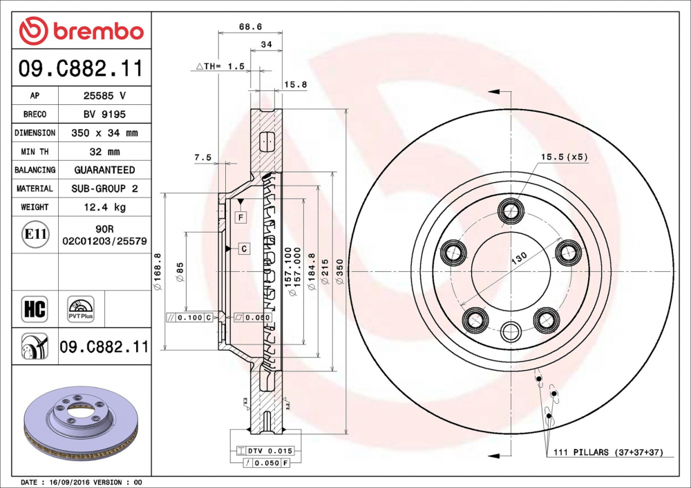 Placute frana BREMBO 09.C882.11 [2]